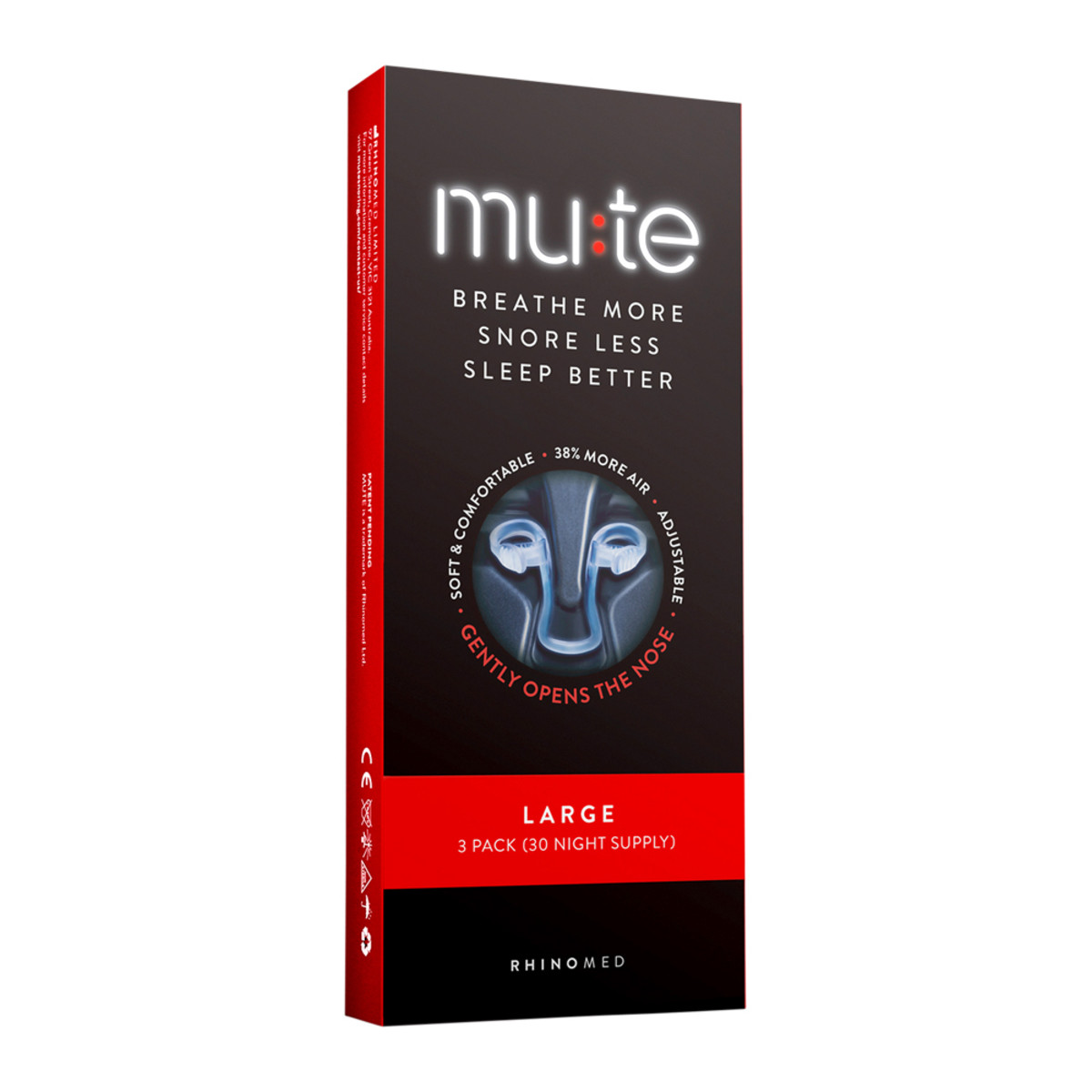 Rhinomed Mute (Breathe More, Snore Less, Sleep Better) Large x 3 Pack (30 night supply)